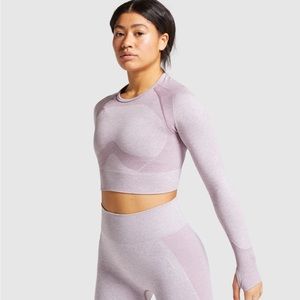 Flex Purple Marl Grey Long Sleeve Crop